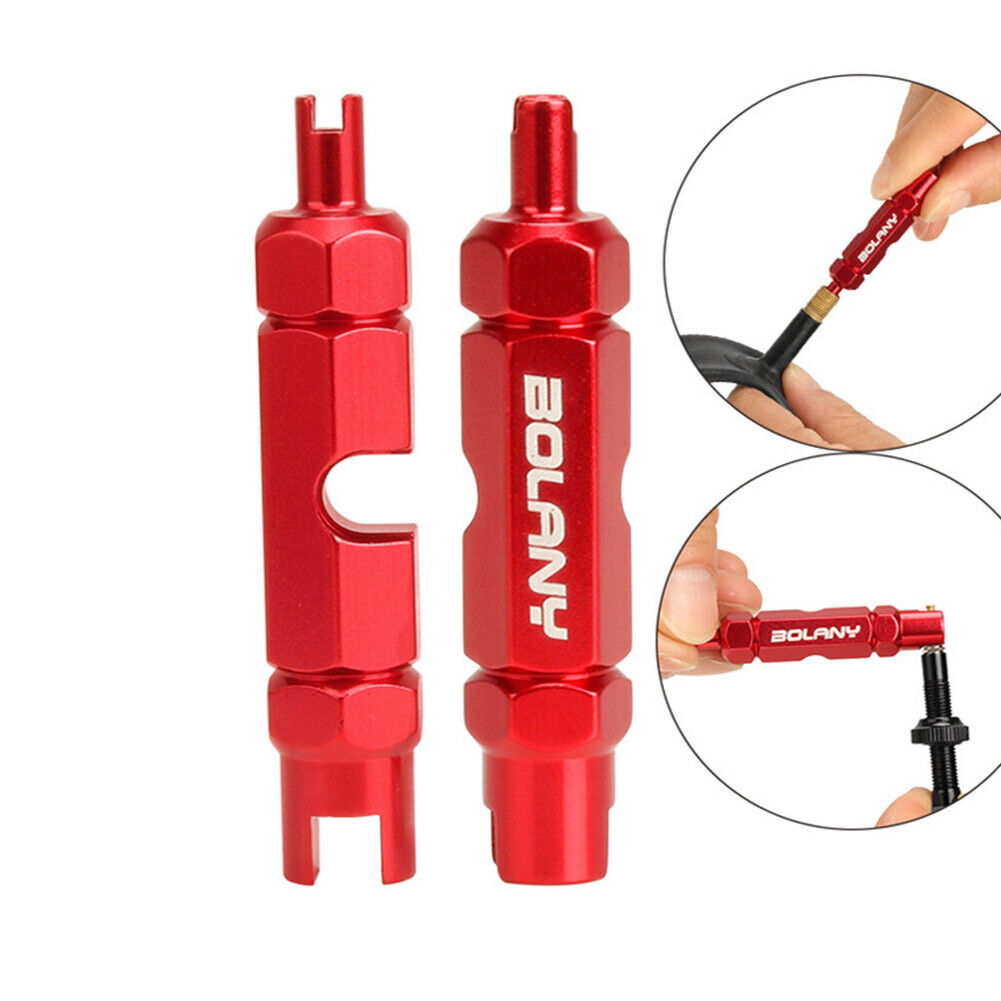 BOLANY Double Head Bike Presta American Valve Core Remover Wrench (Red)