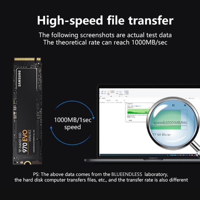 Blueendless HDD Case Box 1000Mb/s USB3.1 to M.2 NVME M-KEY Hard Disk Enclosure