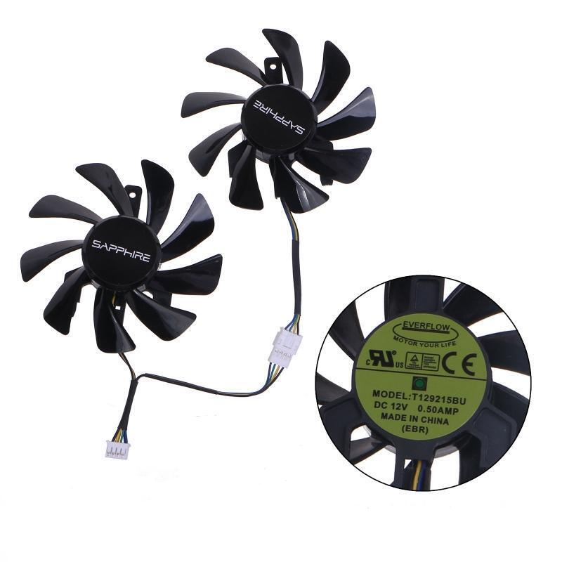 2PCS 85MM Graphics Card VGA Fan T129215BU 4Pin 12V 0.5A Cooler Fan for Sapphire