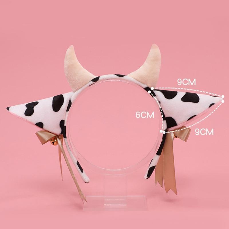 Plush Animal Cow Ears Headdress Lolita Headwear Long Tail Furry Hair Hoop