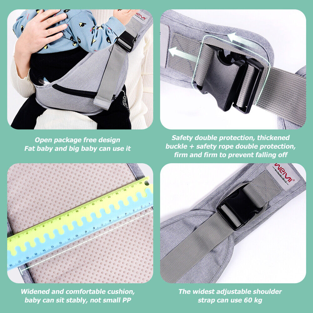 Baby Single Shoulder Sling Strap Toddler Infant Carrier Wrap Belt (Grey)