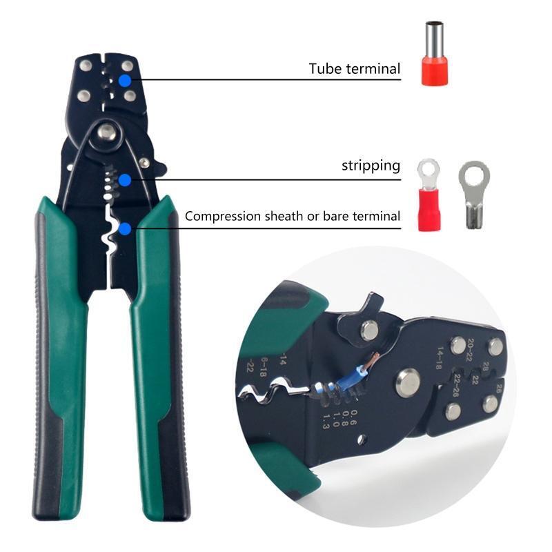 Round Cold Pressed Terminal Kit with Different Sizes Crimp Terminal Pliers Heat