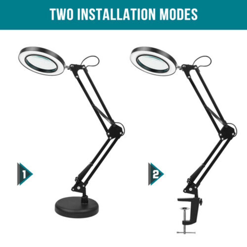 Hot Reading Lamp Black LED Lamp Magnifying Glass Magnifier Desk Light 10X