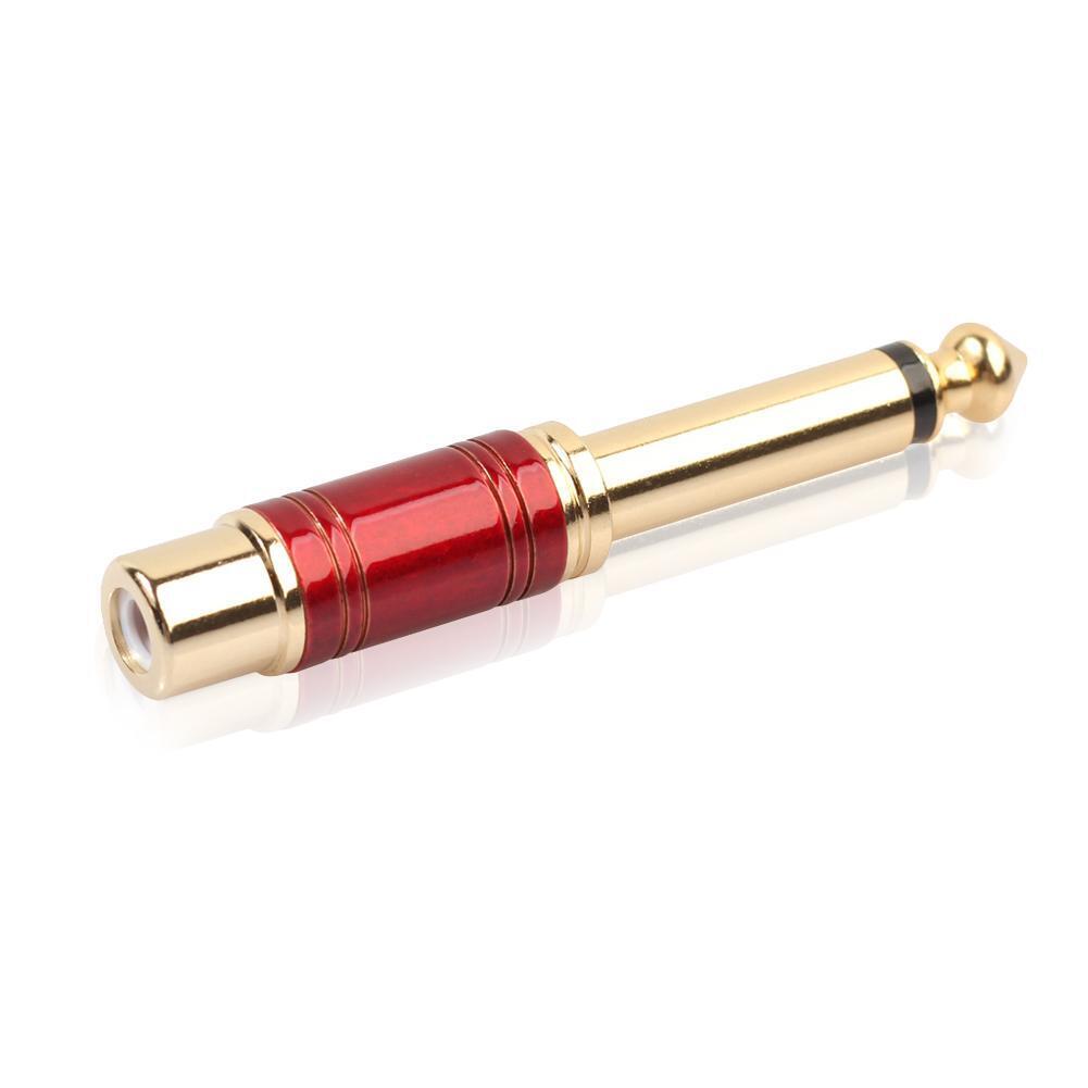 REXUS 6.35mm Male Mono Plug to RCA Female Audio Adapter Converter(Red)