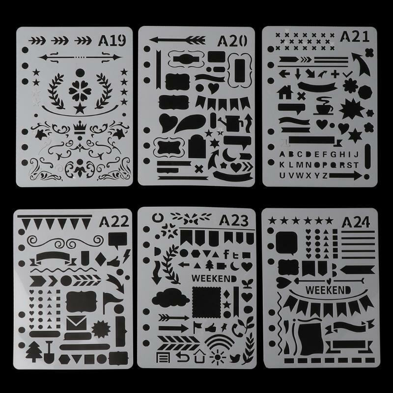 24Pcs Drawing Template Stencils Journal Notebook Diary Scrapbooking A5 DIY