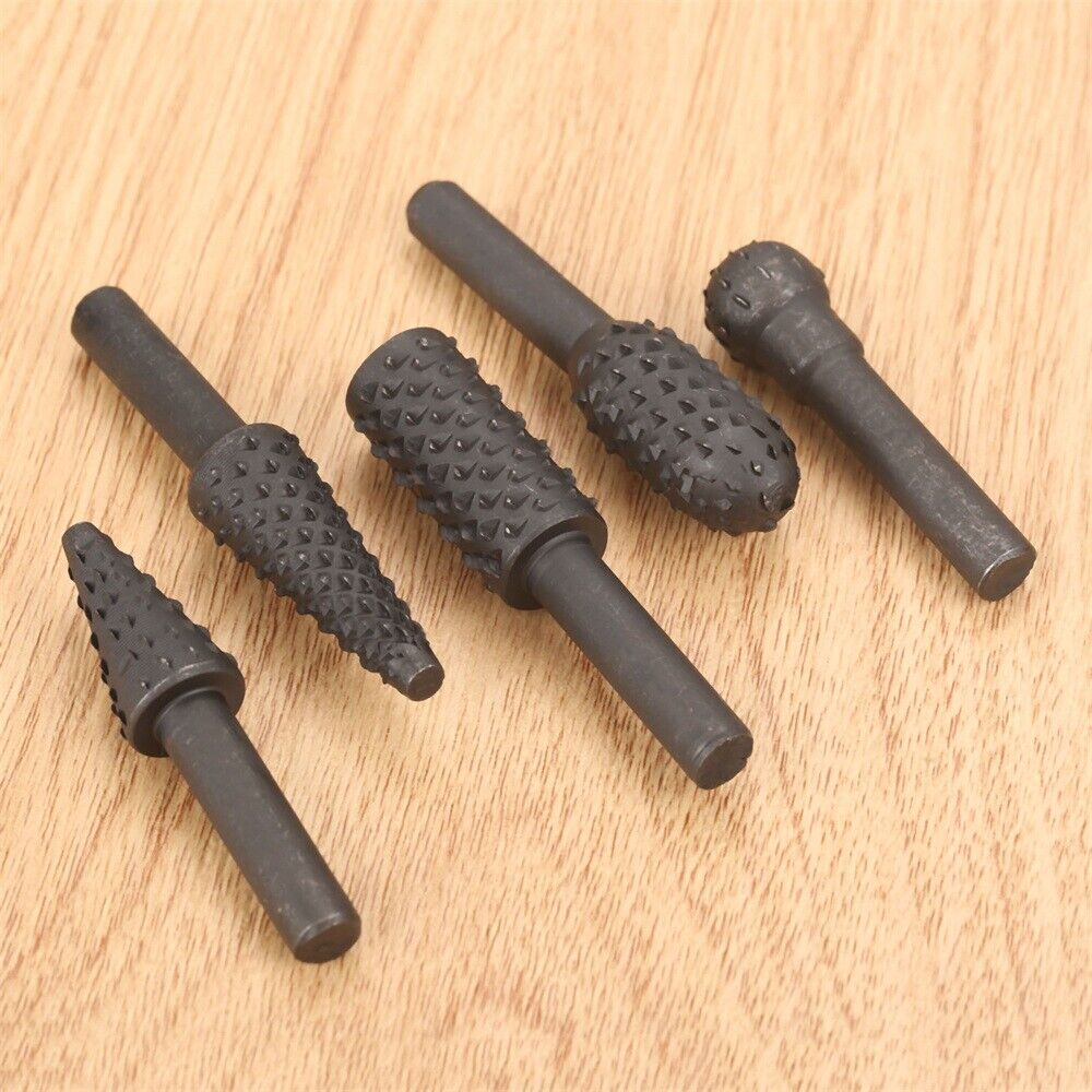 Hot 5x Rotary Burr Set Wood Carving File Rasp Power Drill Bits High-Carbon Steel