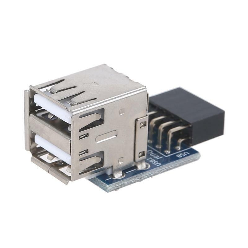 Mini Internal PC USB 2.0 2 Port 9Pin Female To Female Adapter Converter