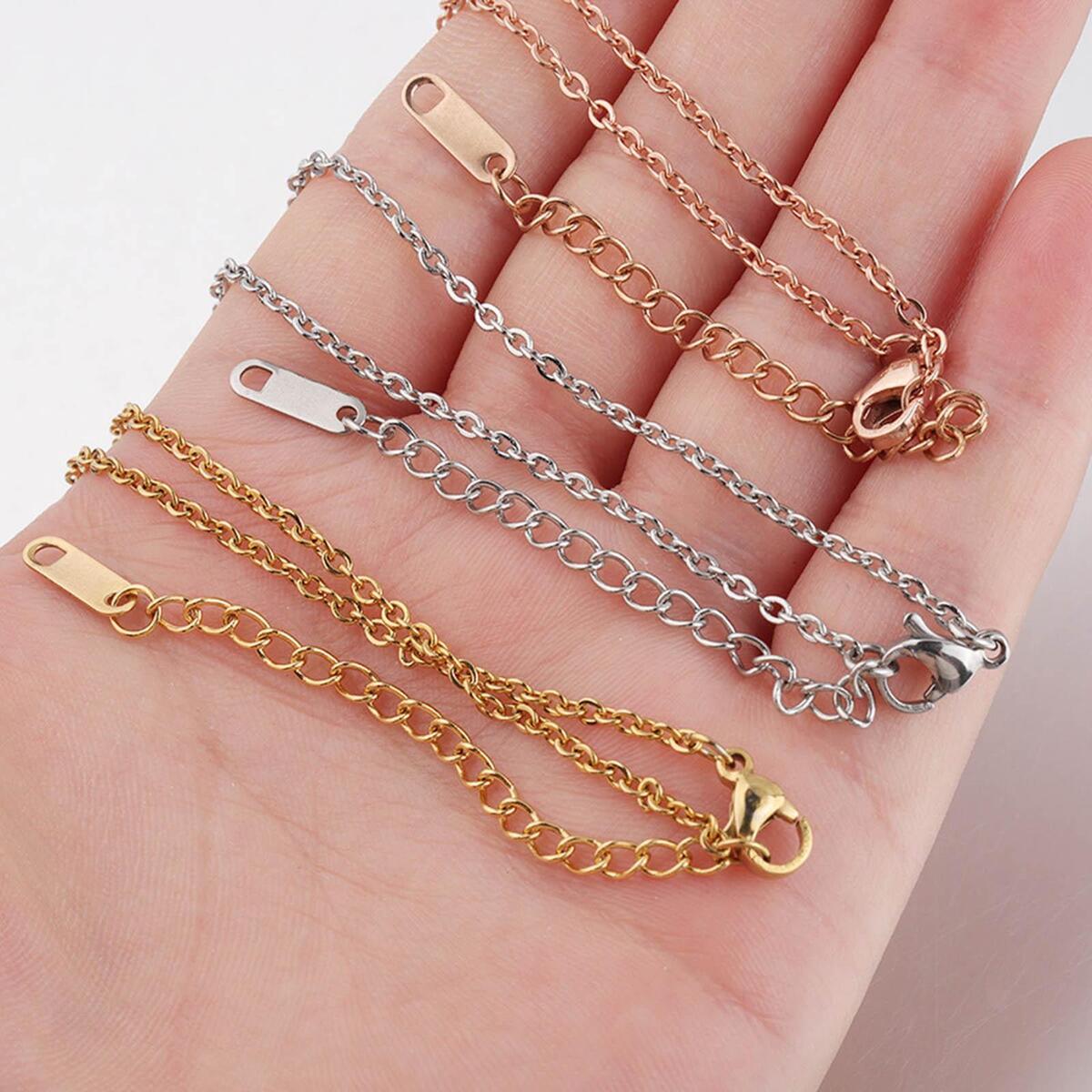2 Pieces Necklace Extension Tail Chain with Lobster Clasps Bracelet Rose