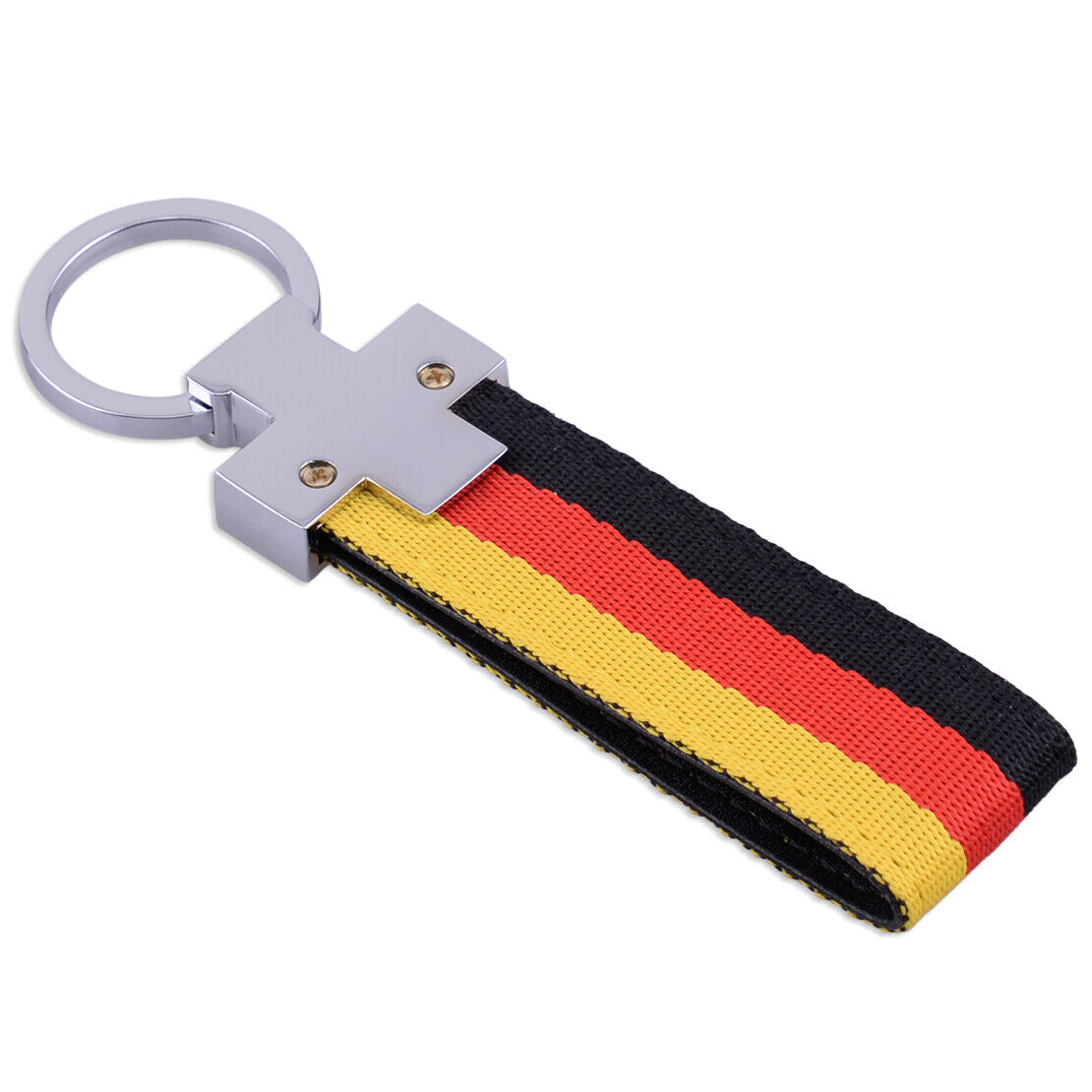 M Stripe Nylon Band Key FOB Chain Chrome Ring Inner PU Leather fit for BMW Li