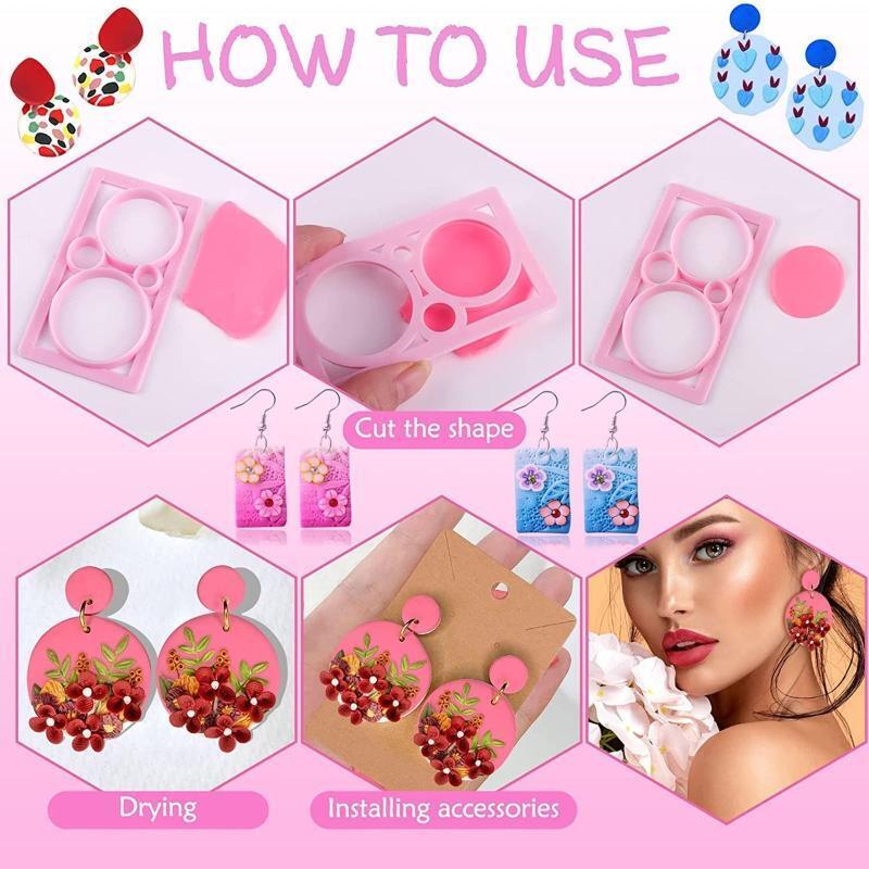 Polymer Clay Cutter Diamond Heart All-in-one Earring Mould with Earring Card