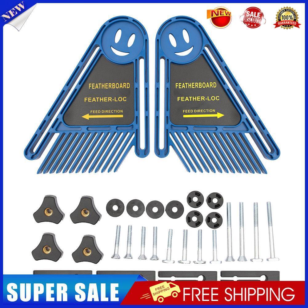 Double Featherboard Set Miter Gauge Slot Woodwork DIY Safety Tool (Blue)