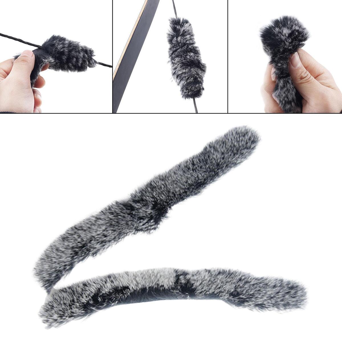 2 Pcs Archery Bow String Silencer Simulation Rabbit Fur Durable for Shooting