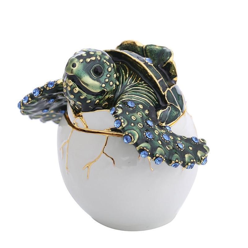 Elegant Earring Necklace Case Delicate Enamel Jewelry Box Dresser Treasure Box