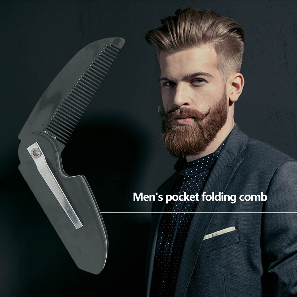 Man Woman Folding Portable Pocket Clip Beard Moustache Convenient Hair Comb
