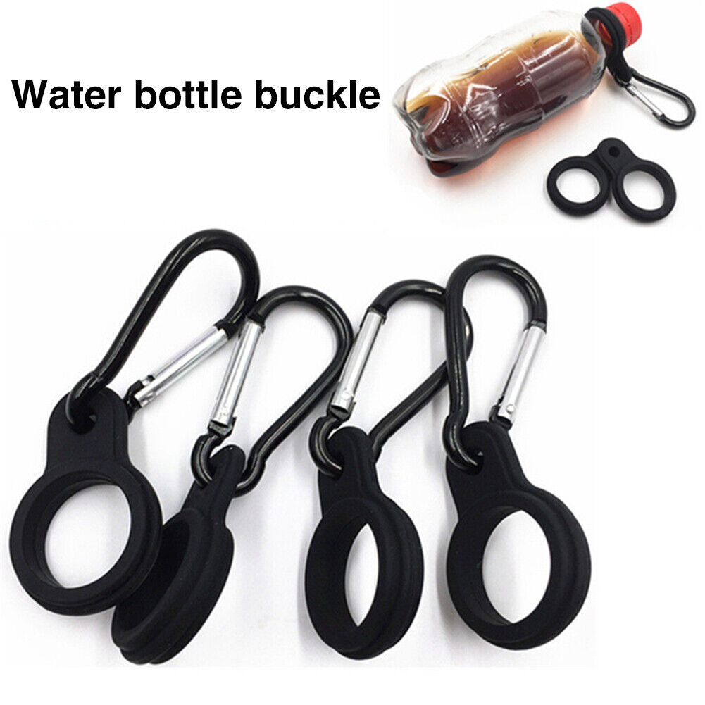 Silicone Kettle Buckle Outdoor Camp Water Bottle Holder Carabiner (Black)