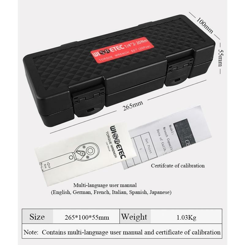 35pcs/set 2-20Nm Ratchet Adjustable Torque Wrench Socket Bit Bicycle Repair Tool