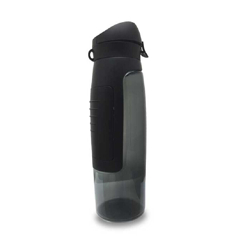 750ml Sports Water Bottle with Card Holder Drinking Outdoor Kettle (Black)
