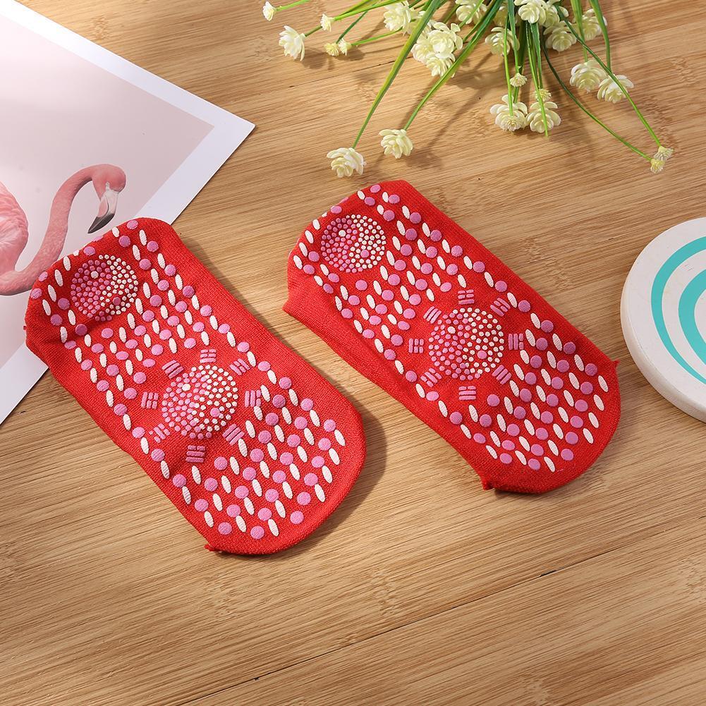 Tourmaline Self Heated Socks Winter Magnetic Therapy Warm Socks (Red)