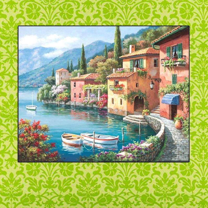 Harbor Digital Oil Painting Canvas DIY Unframed Paint By Number Home Decor Wall