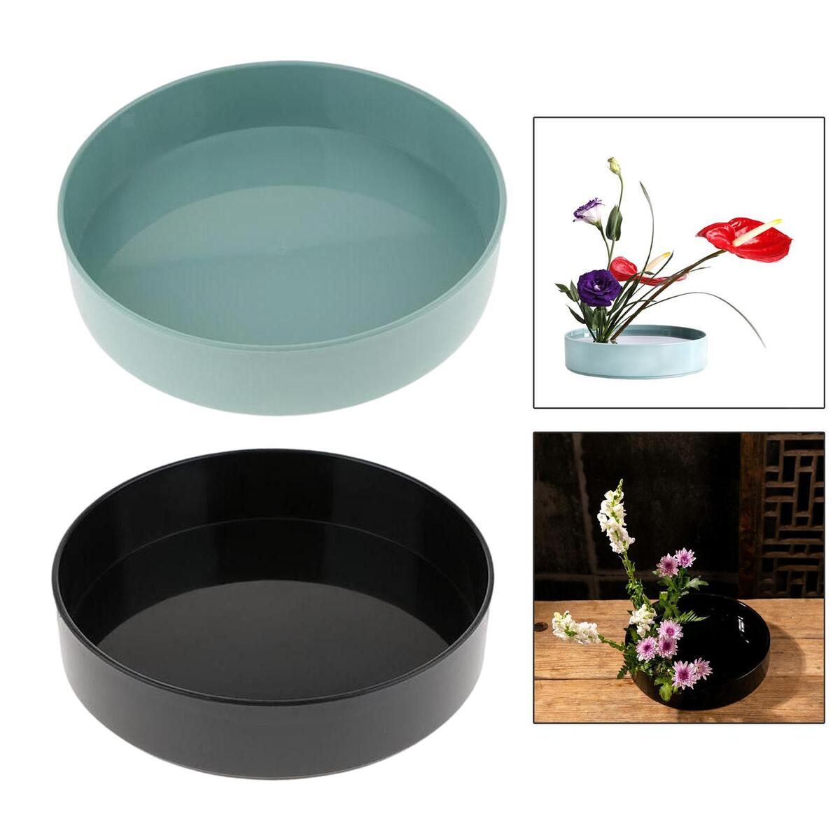 2x Plastic Round Ikebana Suiban Vase Pot Bonsai Flower Container