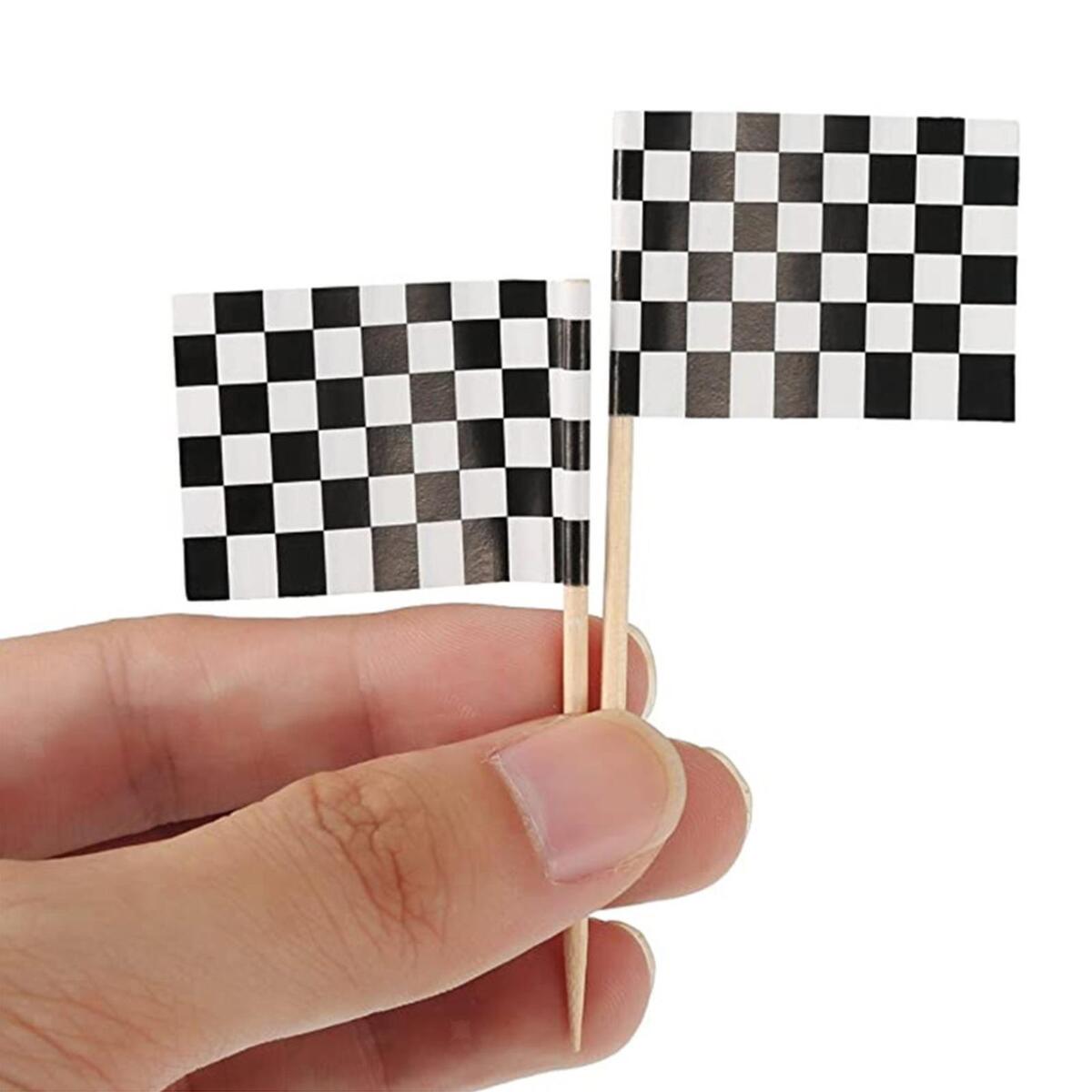 100x Hand Held Race Flag Race Car Flags Hand Waving for Party Decoration
