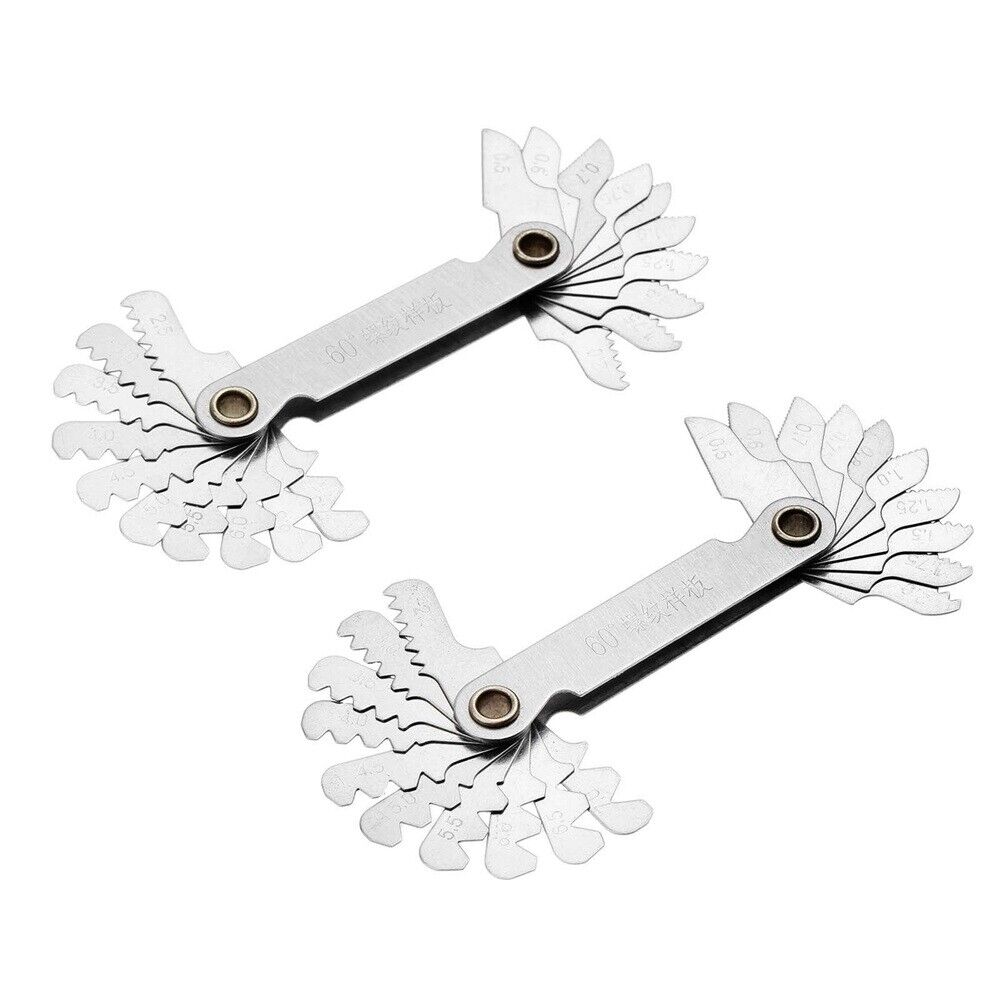 2pcs Steel 60° Dual Head Thread Screw Pitch Gage Gauge Measure Measuring Tool