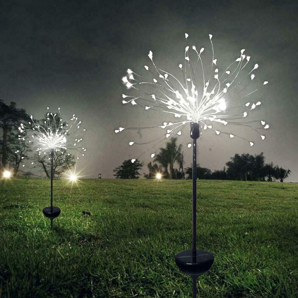 Outdoor 150 LED Solar Firework Lights Waterproof Fairy String Decor (White)