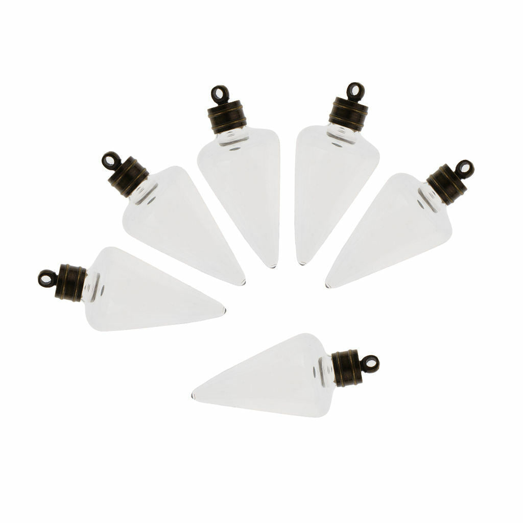 6pcs Glass Wish Bottle Necklace Pendant Vial Charms Wedding