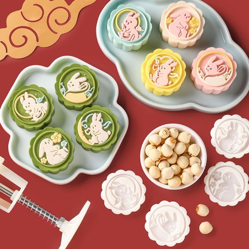 Plastic Mooncake Mold for Mid-Autumn Festival Handpressure Rabbit Mooncake Mould