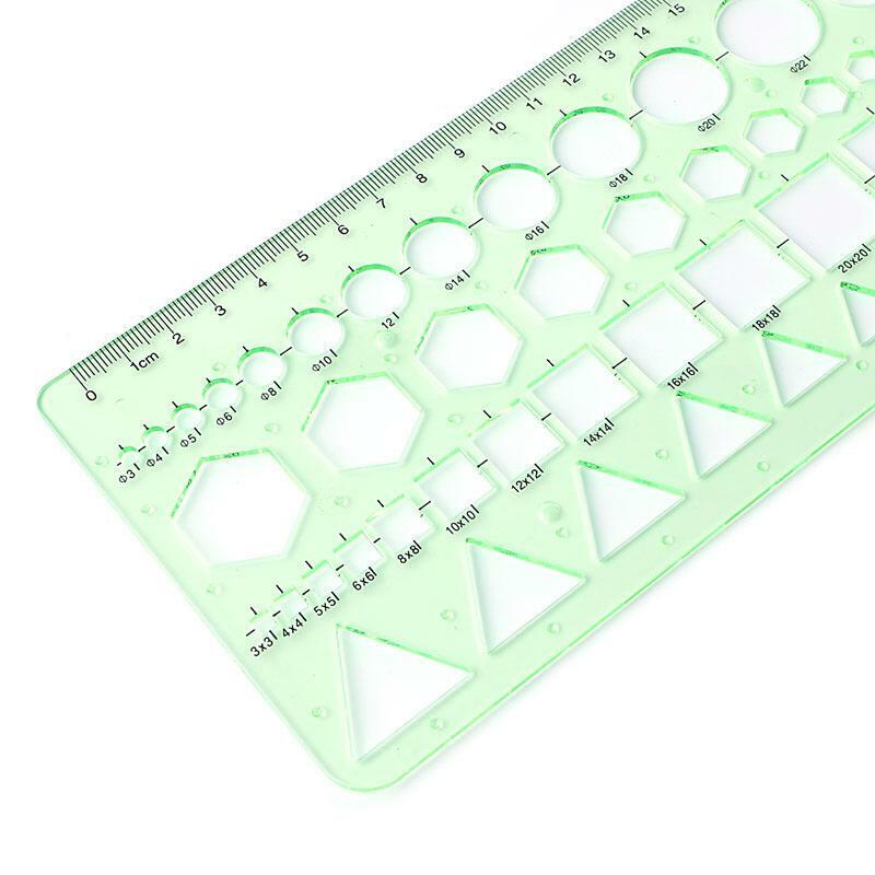 Plastic Circle Square Hexagon Geometric Template Ruler Stencil Measure Tool NEW
