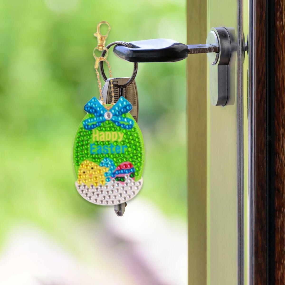 9 Count DIY Easter Egg Bunny  Keychains Set Hanging Ornament