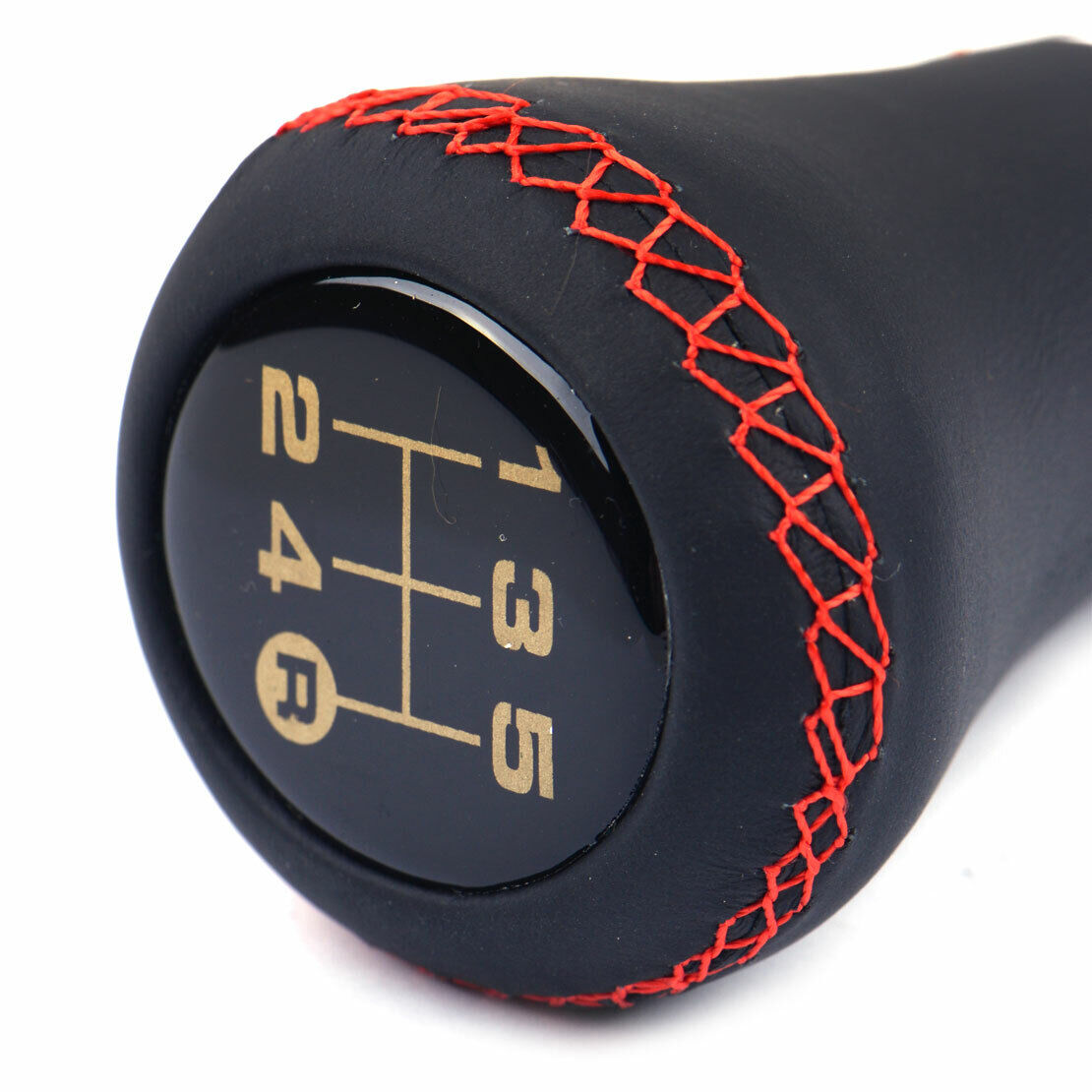 5 Speed Black Red Leather Manual Car Gear Shift Knob Shifter Lever Head Auto Li