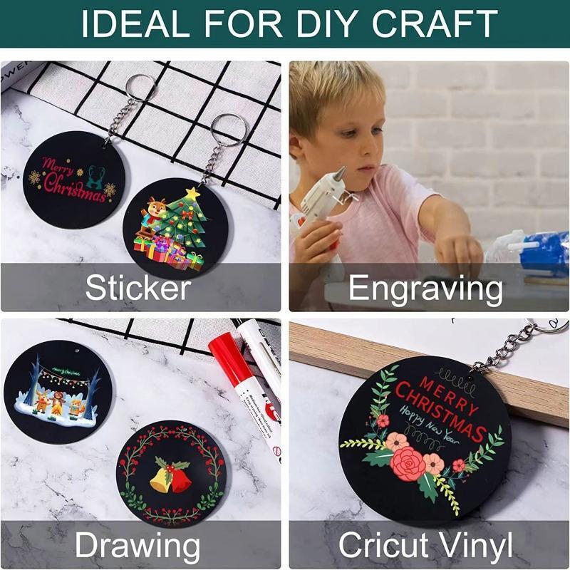Black Vinyl Keychain Blank Bulk for Diy Keychain Painted Crafts Vinyl Projects