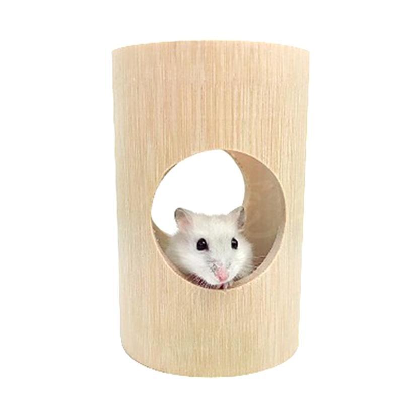Wooden Tunnel Natural Bamboo Hideaway Play Center for Dwarf Hamster Squirrel