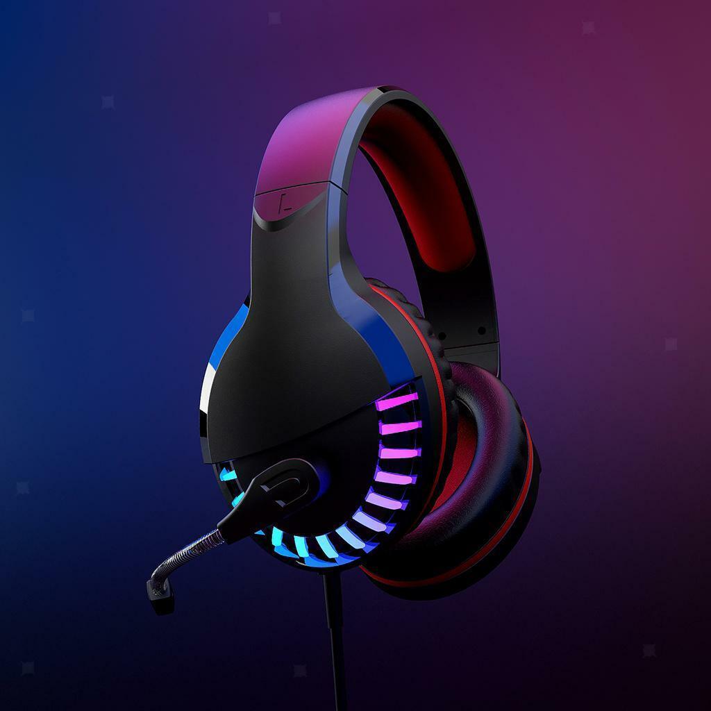 M18 Heavy Bass Colorful Gaming Headset RGB Headphones Soft Earpads with Mic