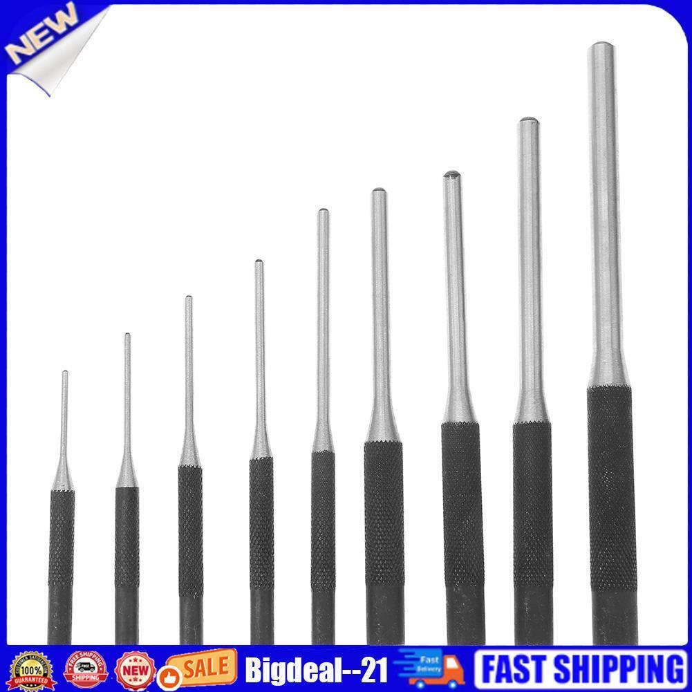 9pcs Multi Size Round Head Pins Set Punch Steel Grip Roll Pins Punch Tool