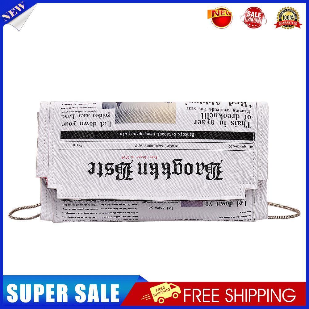 Women Crossbody Messenger Bag Newspaper Print Girls Clutches Shoulder Bag