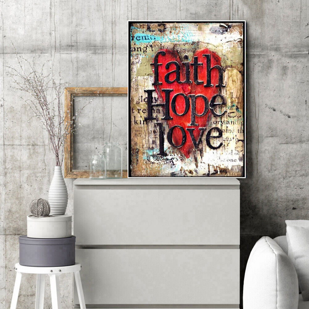 Faith Hope Love Full Round Drill 5D Diamond Painting Living Room Wall Decor