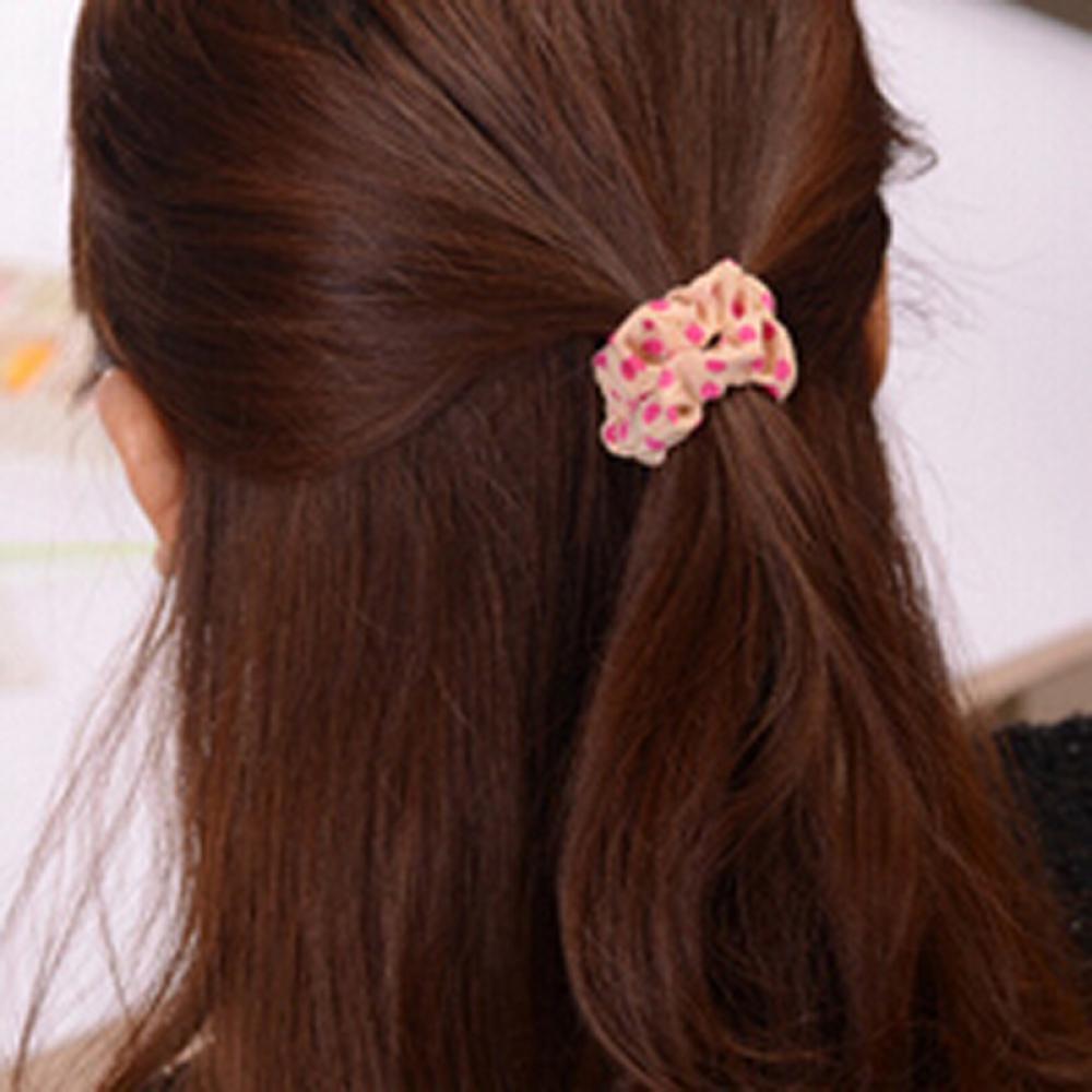 Fashion Elastic Girl Hair Band Rope Ponytail Holder Scrunchie Dot Print