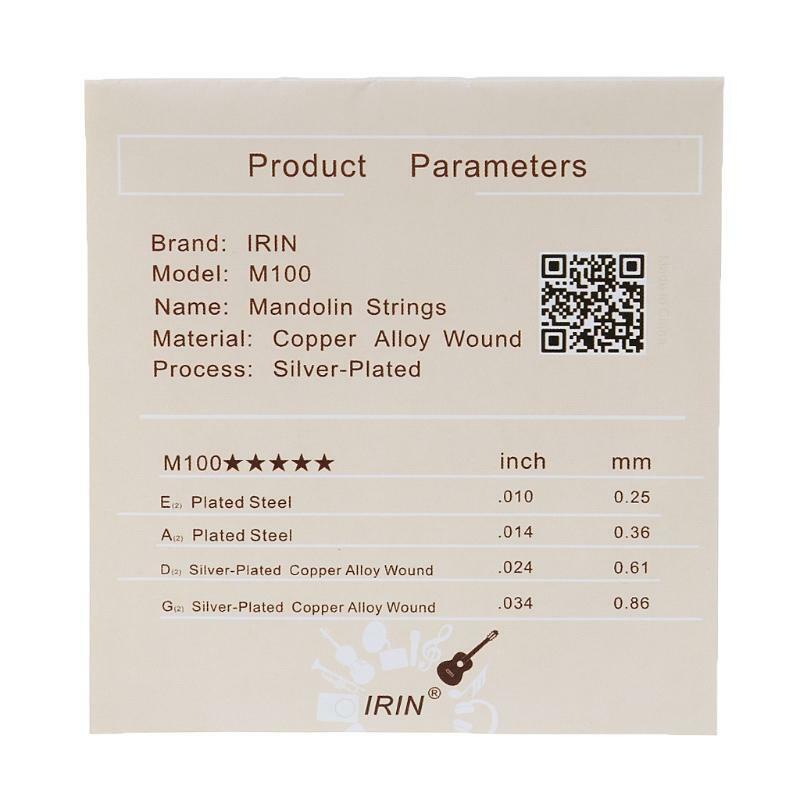 8 Pieces/Set 4 Sizes Durable Stainless Material Mercerized Mandolin Strings Pack