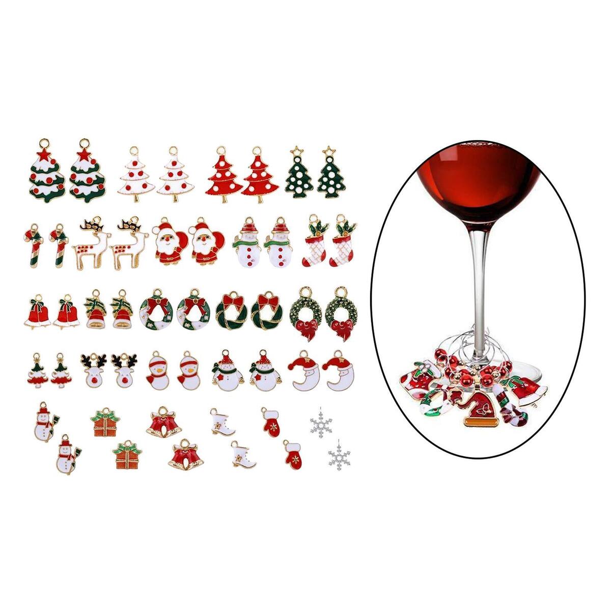 50x Enamel Christmas Charms Pendant Snowman for   Making Necklace