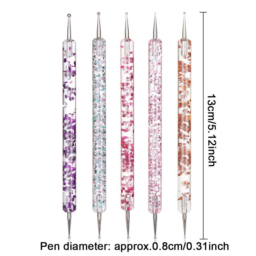 5Pcs Beauty Professional 2 Way DIY Nail Art Dotting Pen Painting Manicure Tools