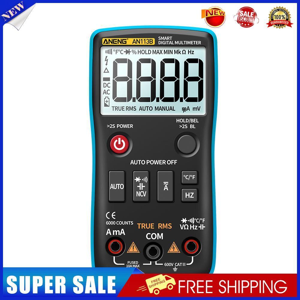 ANENG AN113B 6000 Counts Digital Multimeter True RMS LCD Voltmeter (Blue)