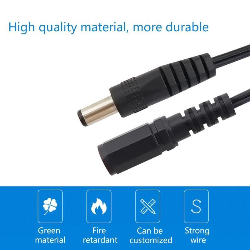 Black Safe  DC 5.5X2.1 Male to Female Extension Cord  for  Notebook Computer