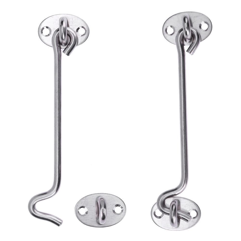 Stainless Steel Thicken Door Window Hook Safety Limit Lock with Base (6in)