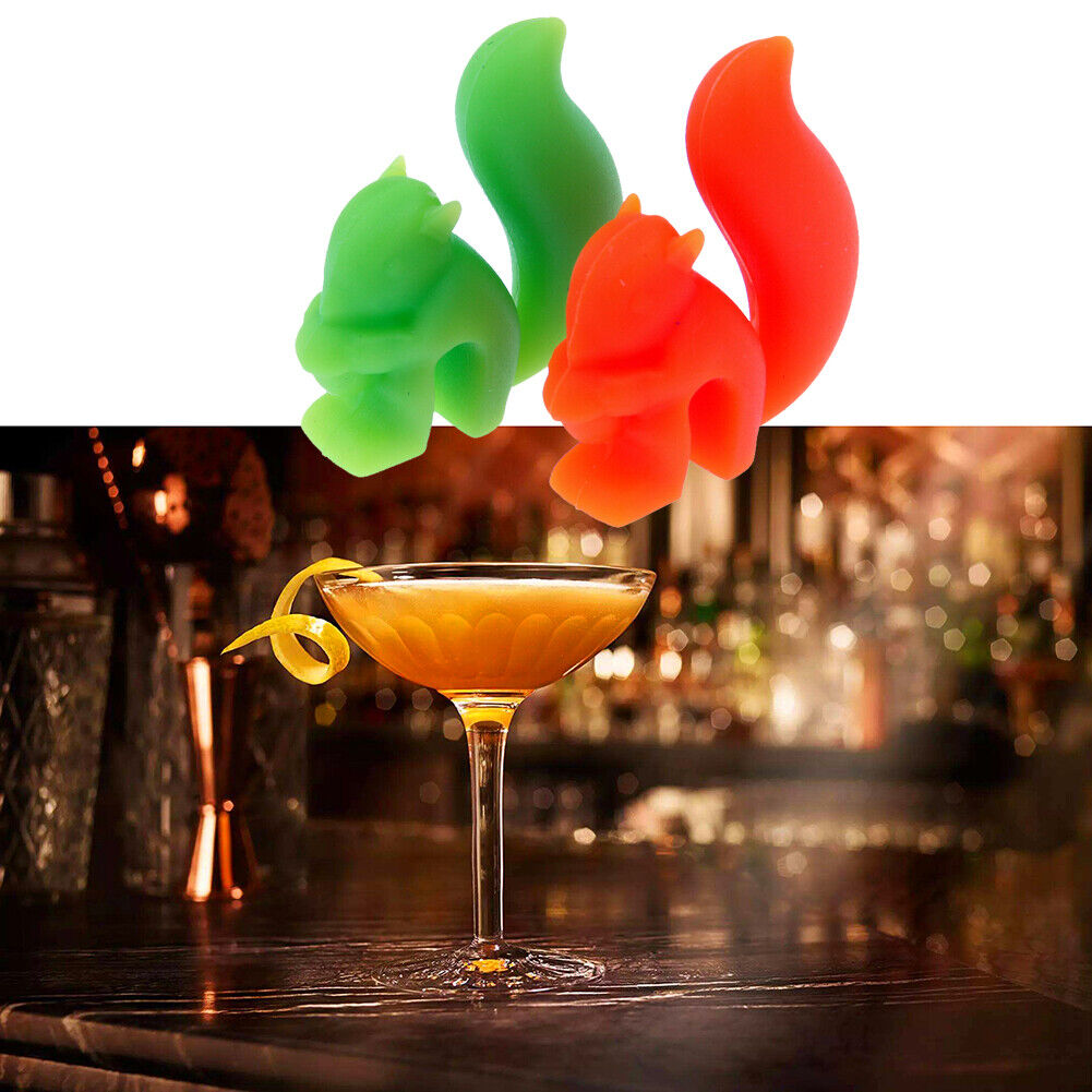 5pcs Silicon Squirrel Suction Cup Wine Glass Recognizer Label Marker