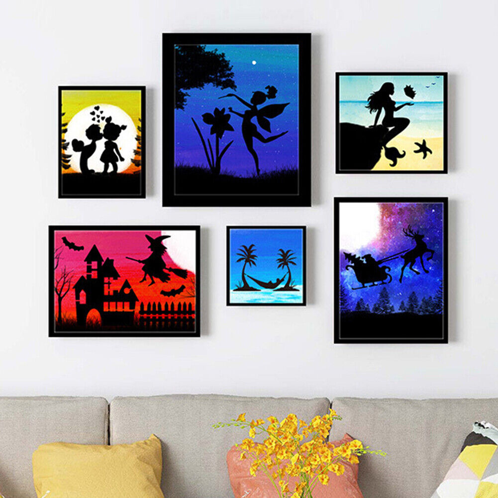 16 Sheets Plastic Art Painting Stencils Set Hollow Color Filling Template