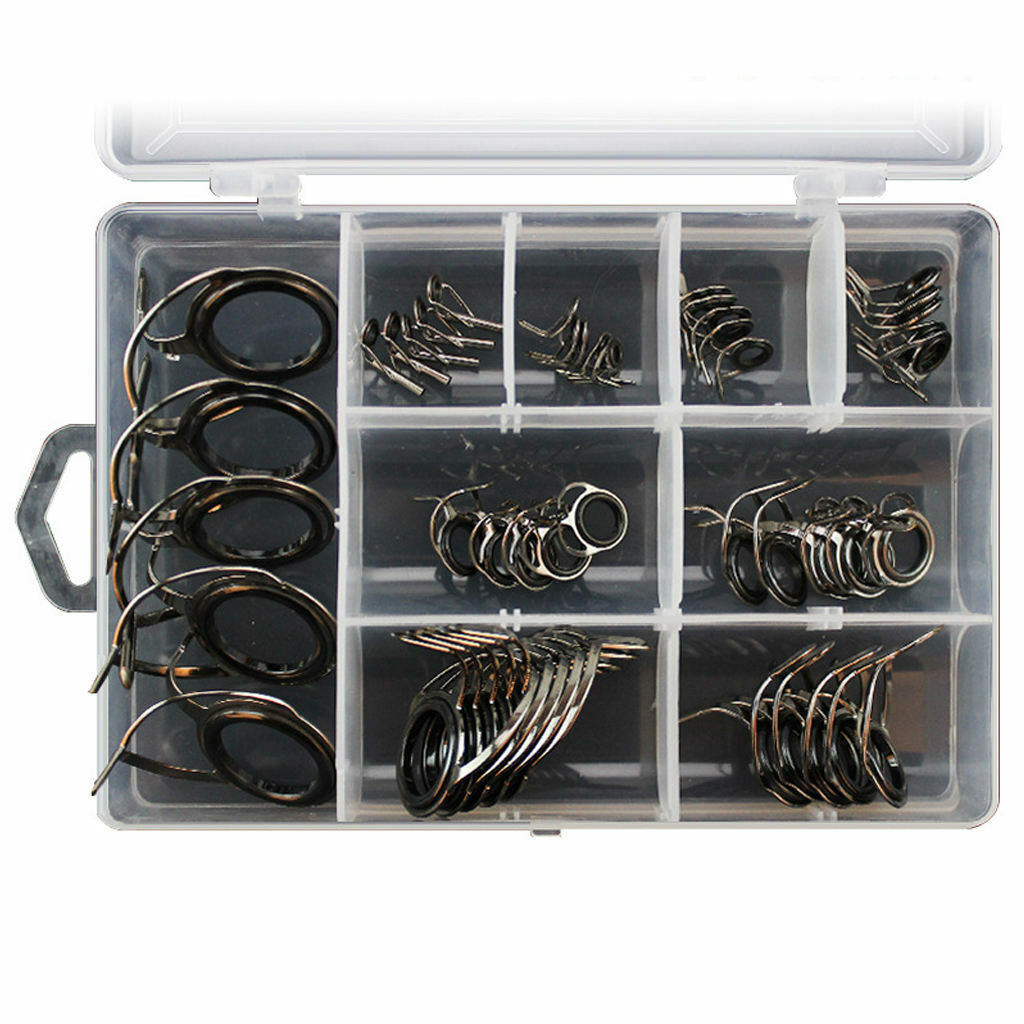 45Pieces Fishing Rod  Guides  Eye Rings Replacement Repair
