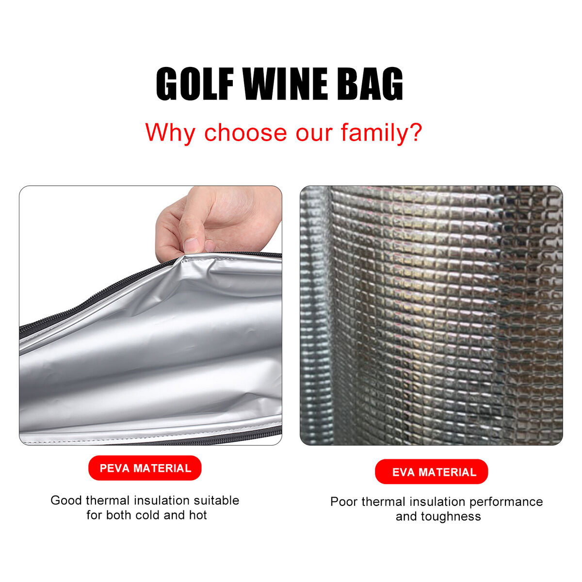 Golf Cooler Bag - 7-Can Insulated Cooler Sleeve Beverage Storage Case (L)