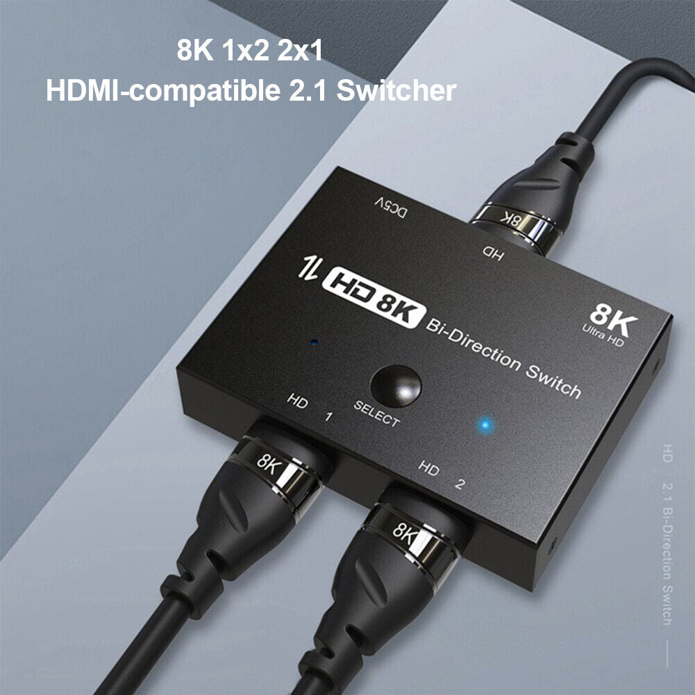 HDMI-compatible 2.1 Switcher Adapter 4K 8K 1x2 2x1 Splitter for PS4 Switch